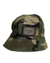 Dolce & Gabbana Green Camouflage Polyamide Logo Bucket Cap Hat In Green