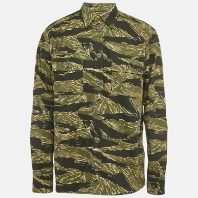 Pre-owned Dolce & Gabbana Green Camouflage Print Cotton Shirt M