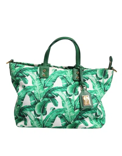 Dolce & Gabbana Green Canvas Botanical Garden Women Tote Women's Bag