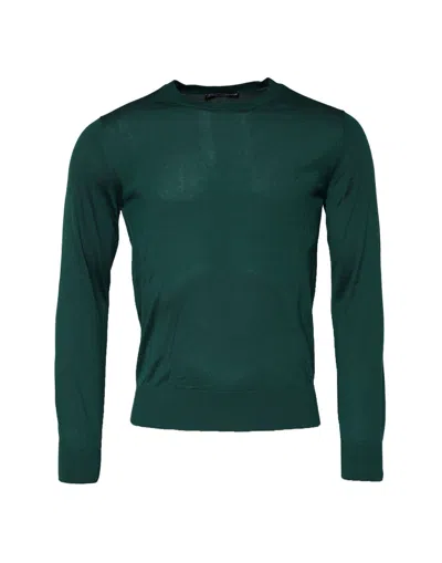 Pre-owned Dolce & Gabbana Green Cashmere Crew Neck Sweatshirt Men's Sweater ()