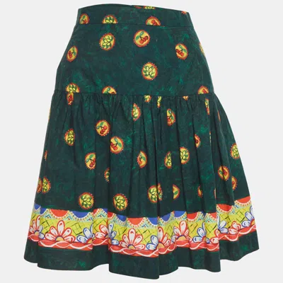Pre-owned Dolce & Gabbana Green Cherry Print Cotton Mini Skirt L