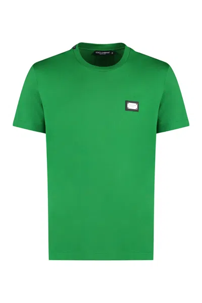 Dolce & Gabbana Green Cotton Crew-neck T-shirt For Men