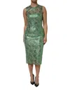 Dolce & Gabbana Green Cotton Floral Lace Sheath Midi Women's Dress In Green
