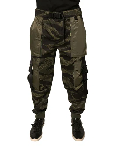 Pre-owned Dolce & Gabbana Green Cotton Jogger Cargo Men's Pants