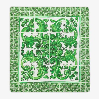 Dolce & Gabbana Green Cotton Majolica Padded Blanket (73cm)
