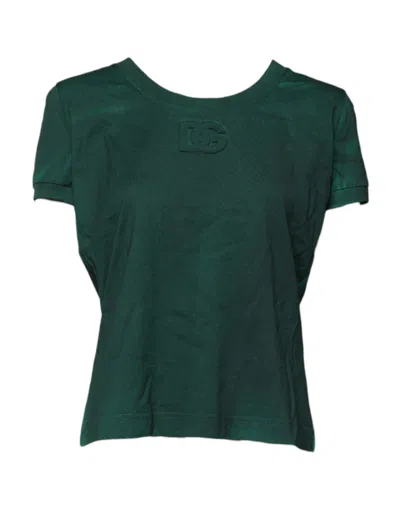 Pre-owned Dolce & Gabbana Green Cotton Round Neck Short Sleeves Women's T-shirt ()