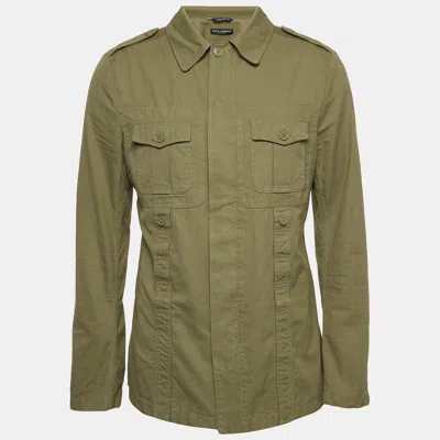 Pre-owned Dolce & Gabbana Green Cotton Twill Military Jacket L