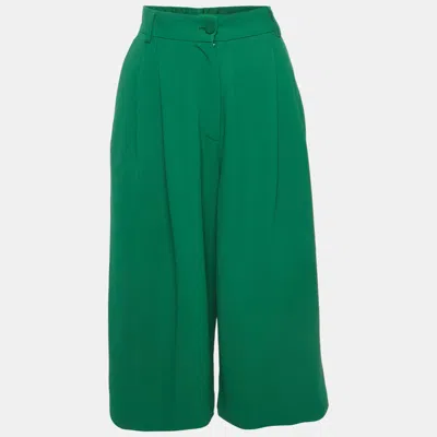 Pre-owned Dolce & Gabbana Green Crepe Pleated Culottes M