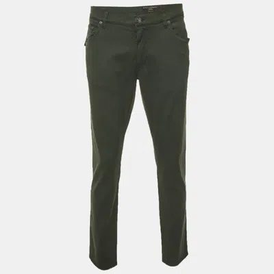Pre-owned Dolce & Gabbana Green Denim Straight Fit Stretch Jeans Xxxl/waist 38"