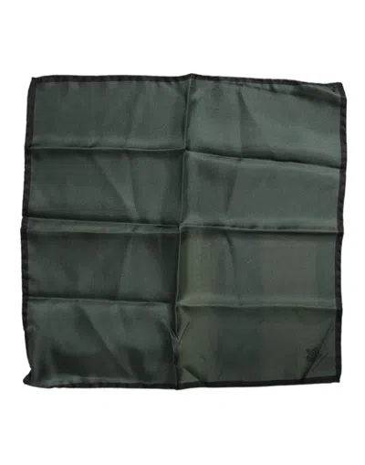 Pre-owned Dolce & Gabbana Green Dg Crown Silk Square Men Foulard Men's Scarf ()