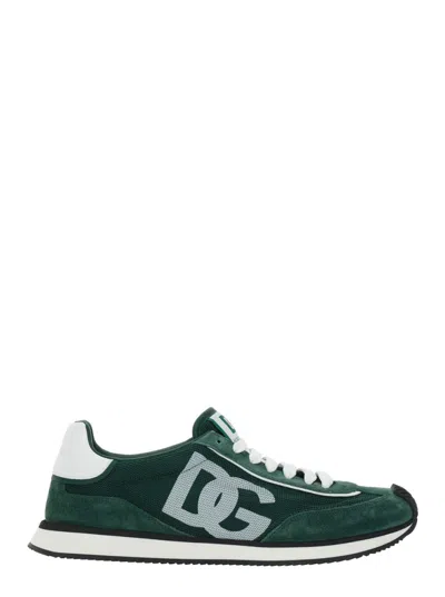 Dolce & Gabbana Green Dg Cushion Low-top Sneakers With Suede