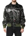 Dolce & Gabbana Green Dg Logo Print Bomber Full Zip Jacket In Green