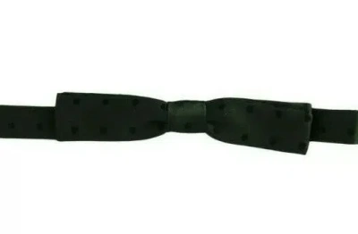 Dolce & Gabbana Green Dotted Silk Adjustable Neck Bow Men's Tie In Black