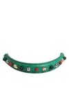 Dolce & Gabbana Green Embellished Leather Bag Handle Women Shoulder Women's Strap In Green