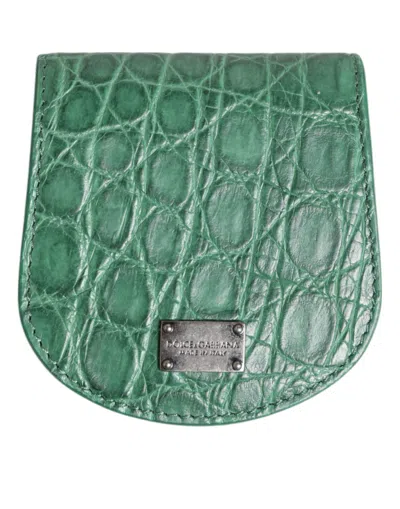DOLCE & GABBANA DOLCE & GABBANA GREEN EXOTIC SKIN COIN CONDOM CASE HOLDER POCKET MEN'S WALLET