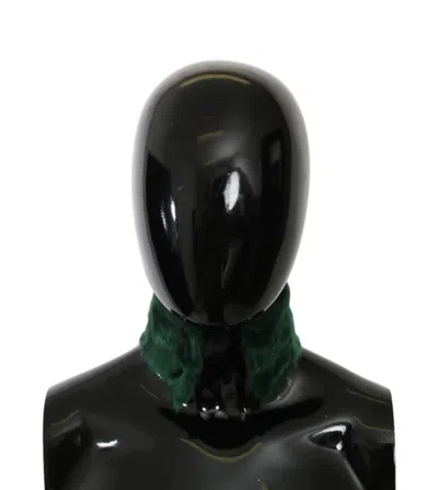 Dolce & Gabbana Green Fur Neck Collar Wrap Lambskin Women's Scarf