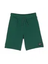 DOLCE & GABBANA GREEN JERSEY BERMUDA SHORTS WITH LOGO PLAQUE