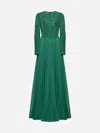 Dolce & Gabbana Lace-panel Gown In Green