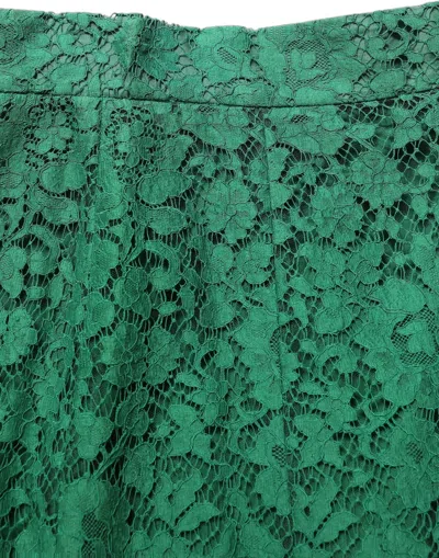 Dolce & Gabbana Green Lace High Waist Mermaid Midi Skirt