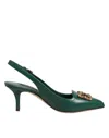 Dolce & Gabbana Green Leather Amore Heels Slingbacks Shoes In Green