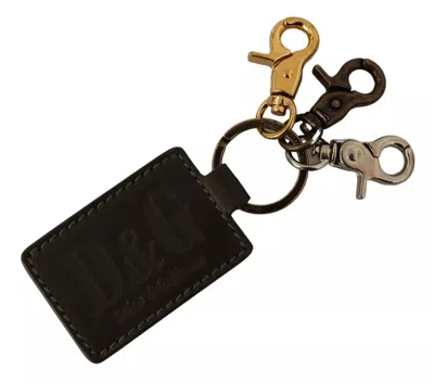 Dolce & Gabbana Green Leather D&g Logo Metal Ring Hook Keyring Men's Keychain