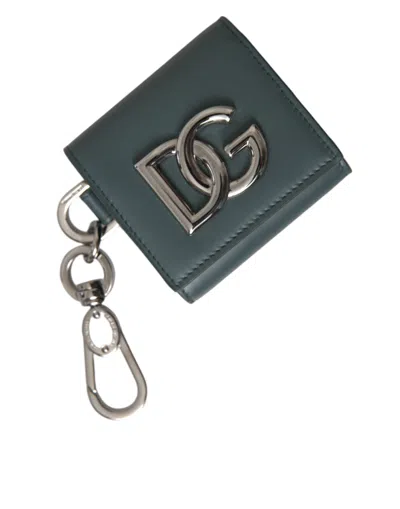 Dolce & Gabbana Green Leather Dg Logo Keyring Coin Purse Keyring Wallet