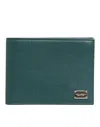 Dolce & Gabbana Green Leather Dg Logo Plaque Bifold Men Card Holder Wallet In Green