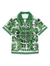 Dolce & Gabbana Majolica Poplin Print Shirt In Green