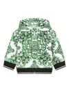 Dolce & Gabbana Green Majolica Printed Zip-up Hoodie In Green