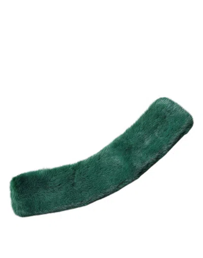 Dolce & Gabbana Green Mink Fur Collar Women Neck Wrap Women's Scarf