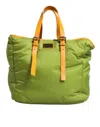 Dolce & Gabbana Green Nylon Padded Logo Plaque Tote Crossbody Bag In Green