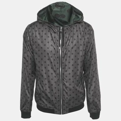 Pre-owned Dolce & Gabbana Green Polka Dot Print Synthetic Reversible Zip-up Jacket Xl