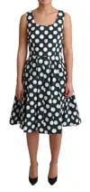 Dolce & Gabbana Chic Polka Dot A-line Sleeveless Dress In Green