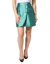 Dolce & Gabbana Green Polyester Button High Waist Mini Skirt In Green