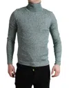 Dolce & Gabbana Green Polyester Turtleneck Pullover Sweater In Green