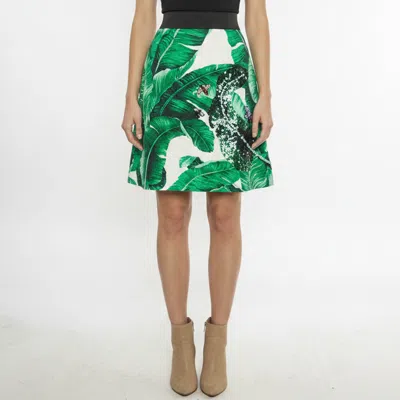 Pre-owned Dolce & Gabbana Green Printed Jacquards Embellished Short Skirt S
