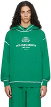 DOLCE & GABBANA GREEN PRINTED-LOGO HOODIE