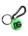 Dolce & Gabbana Green Rubber Dg Logo Round Brass Metal Keyring Keychain In Green