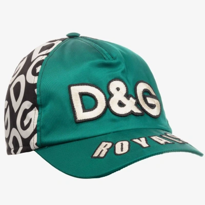 Dolce & Gabbana Kids' Green Satin Logo Cap