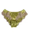 Dolce & Gabbana Green Silk Satin Floral Lace Trim Panty Underwear In Green