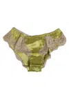 Dolce & Gabbana Green Silk Satin Floral Lace Trim Panty Underwear In Green
