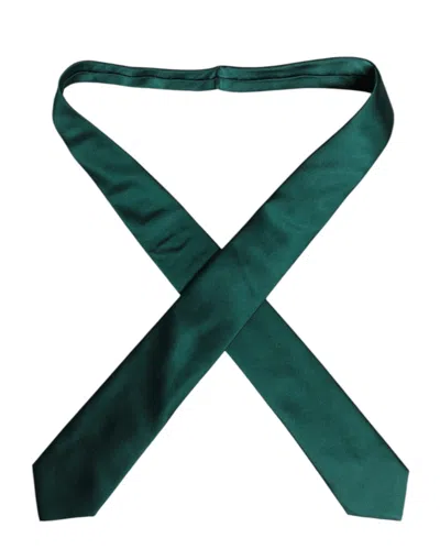 Dolce & Gabbana Green Solid Cotton Adjustable Neckmen's Men's Tie
