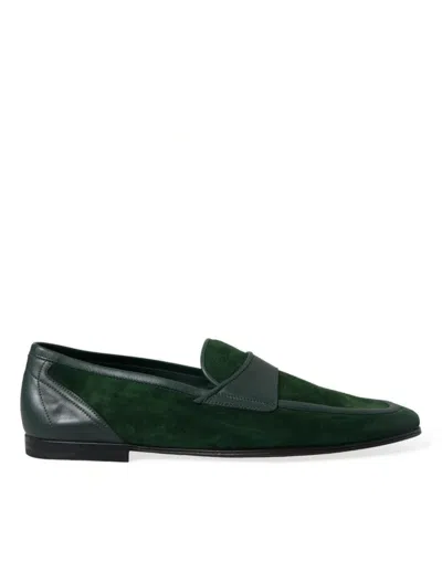 Dolce & Gabbana Green Velvet Slip On Men Loafer Dress Men's Shoes