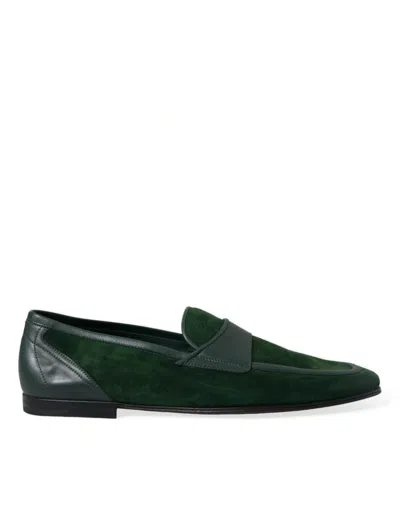 Dolce & Gabbana Suede And Leather Loafers In Green