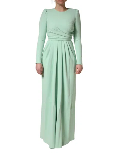 Dolce & Gabbana Green Viscose Long Sleeves Long Gown Women's Dress