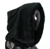 Dolce & Gabbana Green Weasel Fur Crochet Hood Scarf Hat In Black