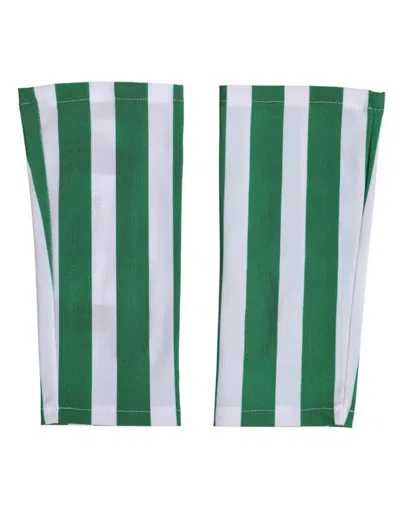 Dolce & Gabbana Green White Nylon Fingerless Wrist Length Gloves In Multi