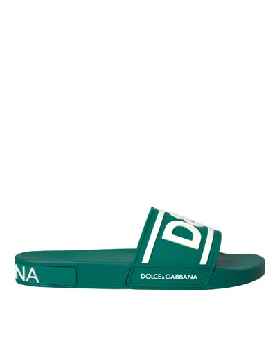 Dolce & Gabbana Green Rubber Slides Sandals Beachwear Men\'s Shoes Rubber beachwear sliders in Green for Men | Dolce&Gabbana® US main image 4