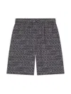 DOLCE & GABBANA GREY BERMUDA SHORTS WITH ALL-OVER LOGO