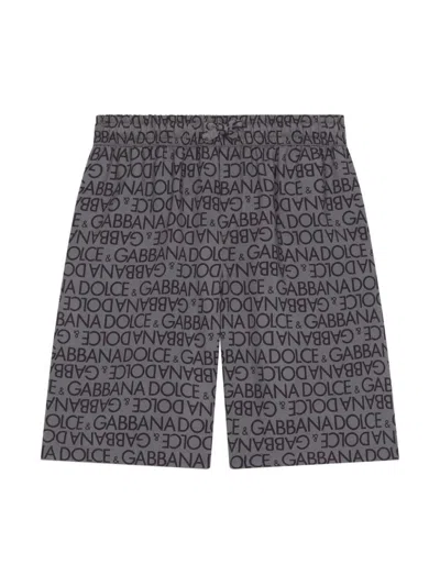 Dolce & Gabbana Kids' Grey Bermuda Shorts With All-over Logo